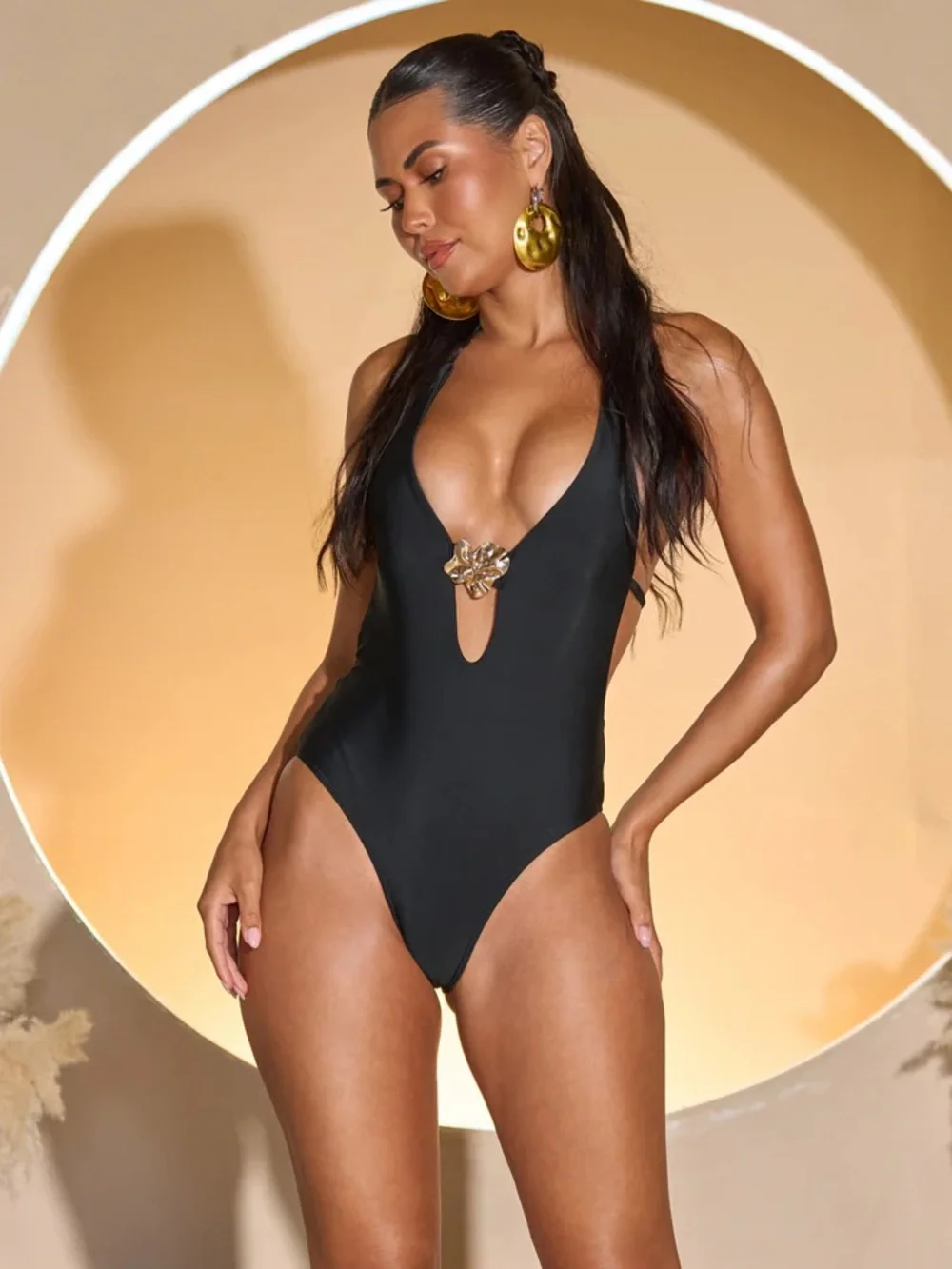 AKIRA TO THE YACHT Black One Piece Swimsuit